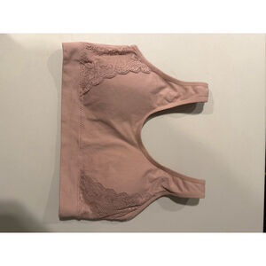 Laura Ashley Plus Size 1X Pink Lace Trim Bralette